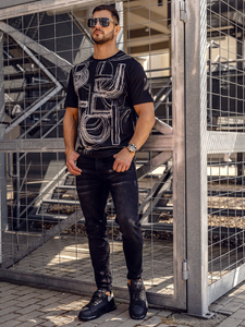 Crna muška majica s printom Bolf KS2525TA