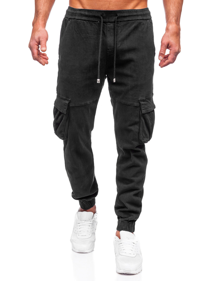 Crne muške traper cargo joggers hlače Bolf MP0105N