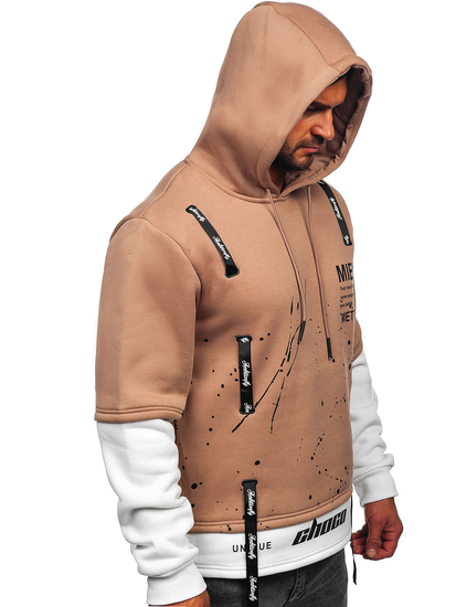 Bež muška majica s kapuljačom s printom Bolf LJ0586A