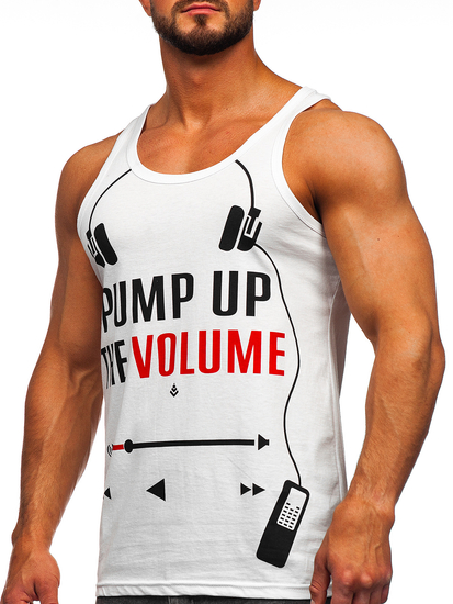 Bijela boxer majica tank top s printom Bolf 14835