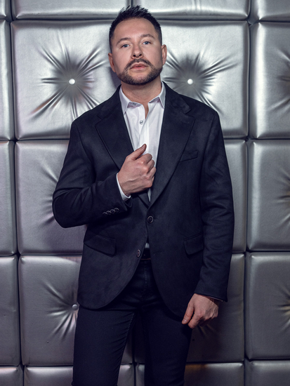 Muška crna baršunasta jakna Bolf 24410