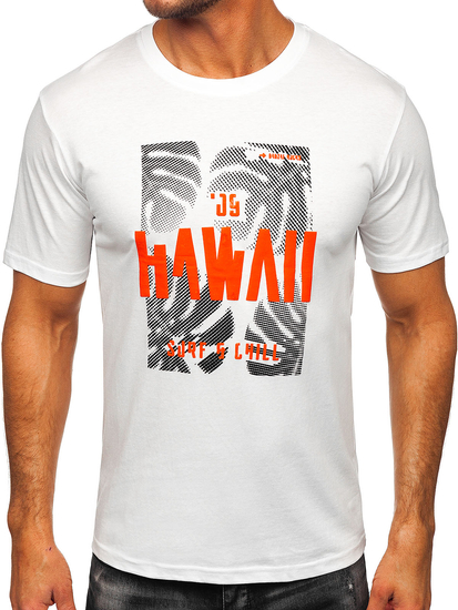 Muška pamučna majica s printom Bijela Bolf MPO3497