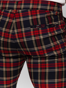 Elegantne muške hlače na kockice Mornarsko plava Bolf 184165