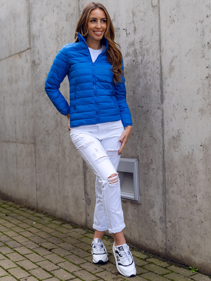 Svijetloplava prošivena jakna ženska prijelazna sa stojećim ovratnikom Bolf 1141A