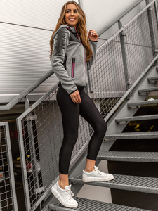 Ženska prošivena majica-jakna s kapuljačom siva Bolf KSW4007A