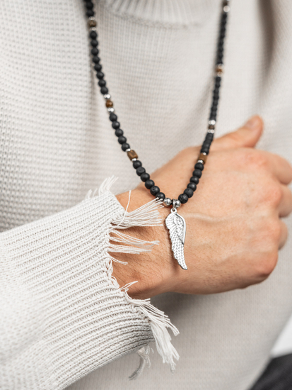 Muška ogrlica s perlama Crna Bolf TT5503