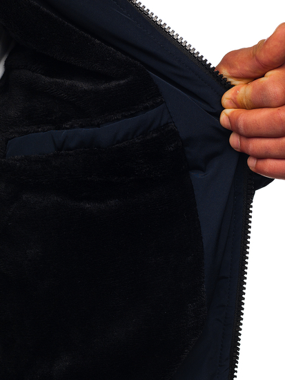 Tamnoplava prošivena muška zimska jakna Bolf 6904