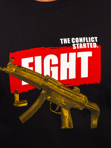 Crna pamučna majica muška s printom Bolf 14709