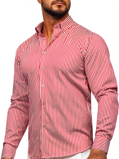 Crvena prugasta muška košulja dugih rukava Bolf 22731