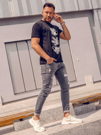 Crna pamučna muška majica s printom Bolf KS1997A