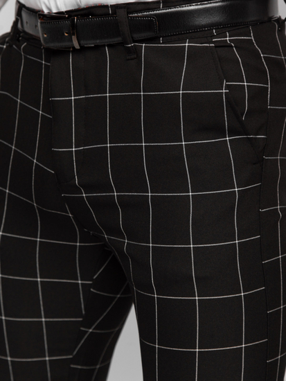 Elegantne muške hlače na kockice Crna Bolf 0040