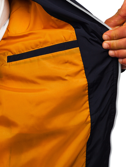 Tamnoplava prošivena muška zimska jakna Bolf 6883