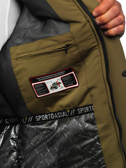 Muška zimska jakna s kapuljačom Khaki Bolf 22M322