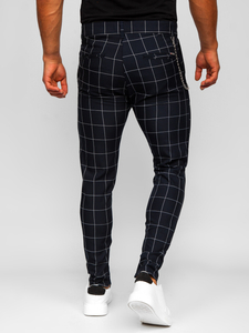 Muške chino hlače na kockice Crn Bolf 0061