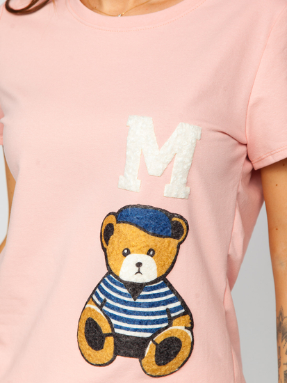 Roza majica za žene s aplikacijama Bolf 52352