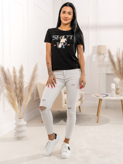 Ženska majica s printom Crna Bolf 95T2501