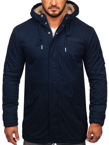 Pamučna zimska parka jakna muška tamnoplava Bolf EX838A