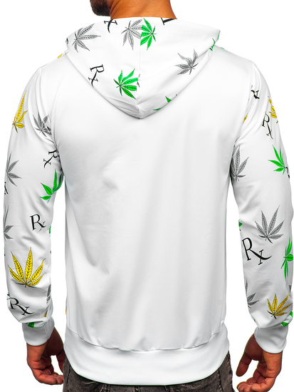 Bijela s printom dukserica muška s kapuljačom Bolf HM612