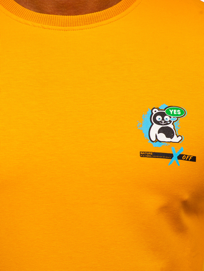 Narančasti muški sweatshirt bez kapuljače s printom Bolf 8744