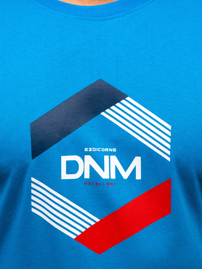 Bledo plavi pamučni muški t-shirt s printom Bolf 14741