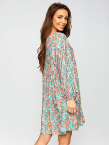Zelena haljina ženska s cvijetnim uzorkom Bolf 3019