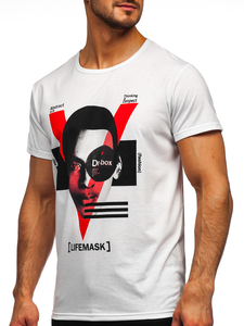 Bijela muška majica s printom Bolf KS2552