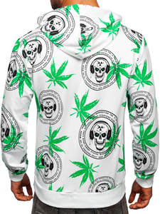 Bijela s printom muška dukserica s kapuljačom Bolf 6424