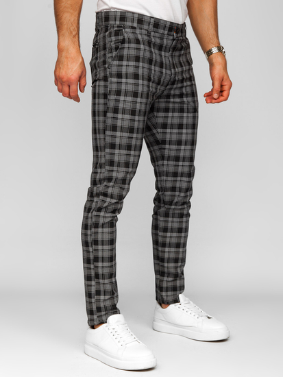 Elegantne muške hlače na kockice Crna Bolf 184175