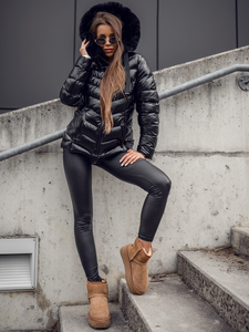 Crna prošivena ženska jakna zimska sa kapuljačom Bolf 5M3138