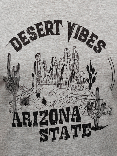 Muška pamučna majica s printom Sivo Bolf MPO3483