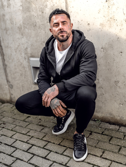 Crna muška majica s kapuljačom Bolf 2008A