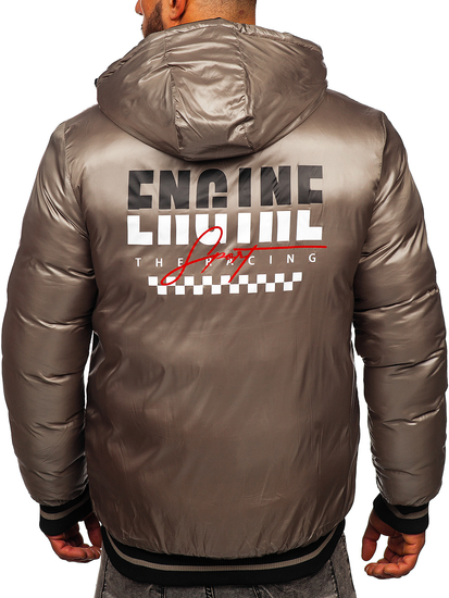 Crno-zlatna dvostrana prošivena muška jakna zimska Bolf 7417