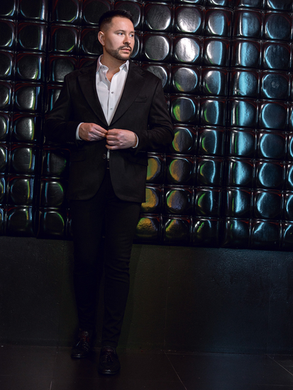 Muška crna baršunasta jakna Bolf 24410