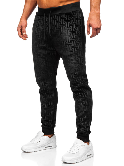 Crna trenirka od velura muška s kapuljačom Bolf 3A81