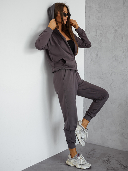 Ženski dvodijelni trenirke komplet s kapuljačom grafitni Bolf 821110