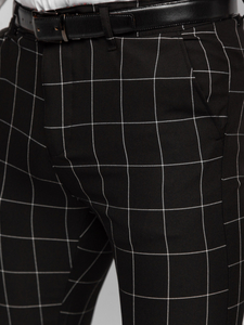Elegantne muške hlače na kockice Crna Bolf 0040