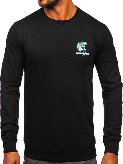 Crni muški sweatshirt bez kapuljače s printom Bolf 8744