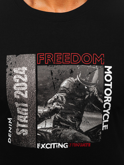 Muška pamučna majica s printom Crna Bolf MPO3475