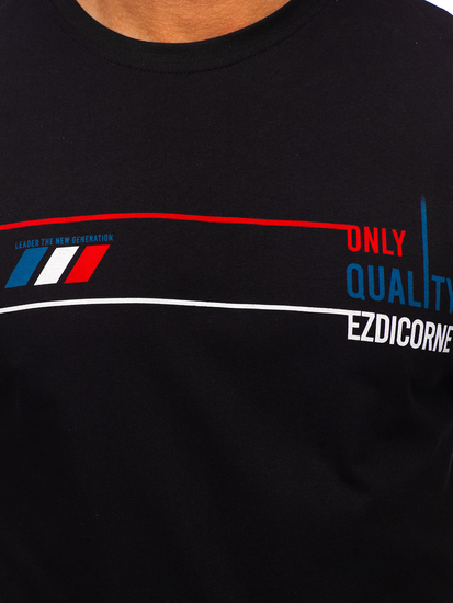 Crna pamučna majica muška s printom Bolf 14772