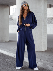 Ženski dvodijelni trenirke komplet na patent tamnoplavi Bolf 821109