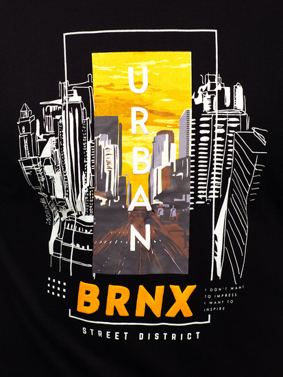 Muška pamučna majica s printom Crna Bolf MPO3452