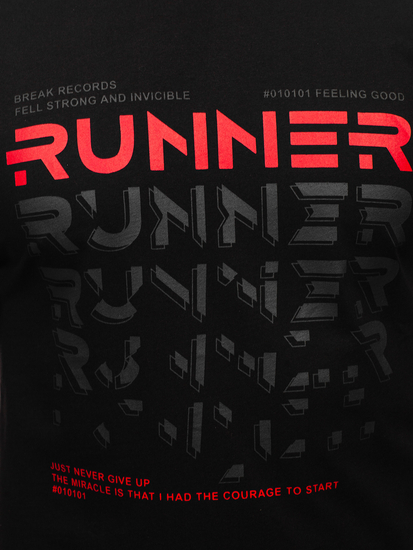 Crna muška majica s printom Bolf 14336