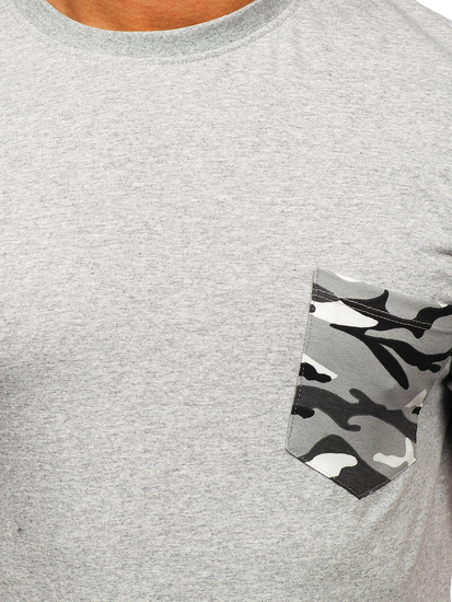 Siva pamučna muška majica s džepom Bolf 14507