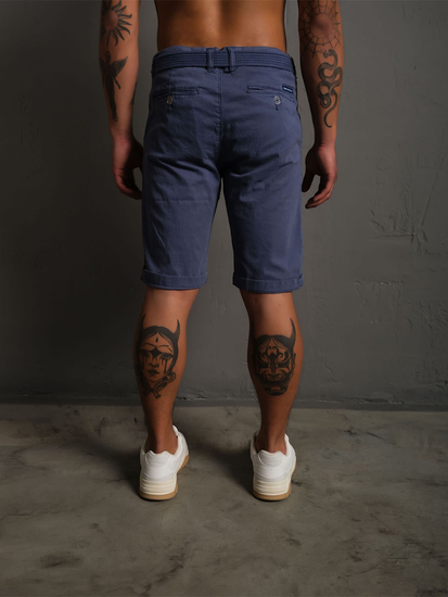 Tamnoplave kratke hlače s remenom od materijala za muškarce Denley 0010