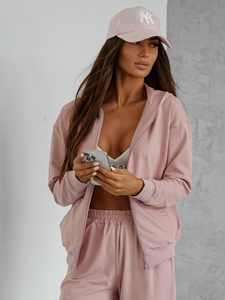 Ženski dvodijelni trenirke komplet s kapuljačom puderasti Bolf 821110