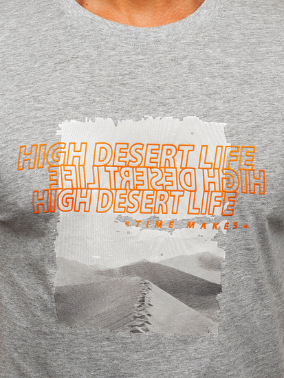 Muška pamučna majica s printom Sivo Bolf MPO3465