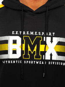 Crna s printom muška dukserica s kapuljačom Bolf HY973