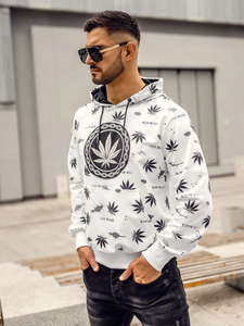 Muška majica s kapuljačom s printom Bijela Bolf HM628A