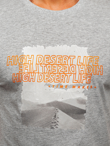 Muška pamučna majica s printom Sivo Bolf MPO3465