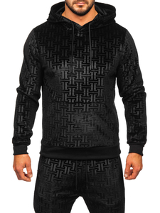 Crna trenirka od velura muška s kapuljačom Bolf 3A81